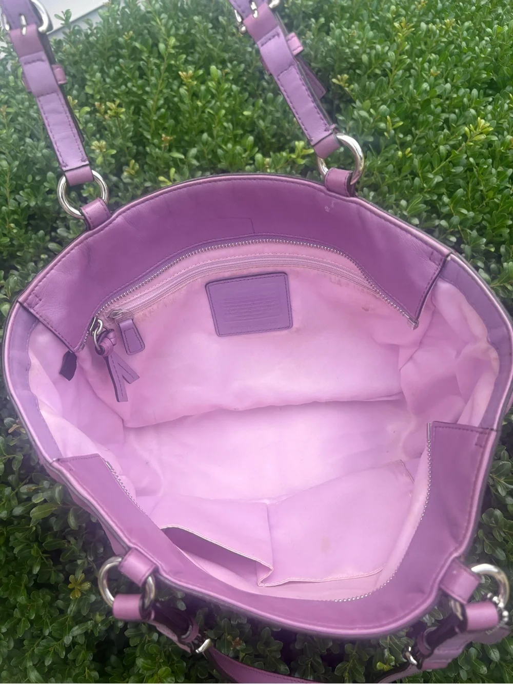 Coach Purple Leather Shoulder Tote